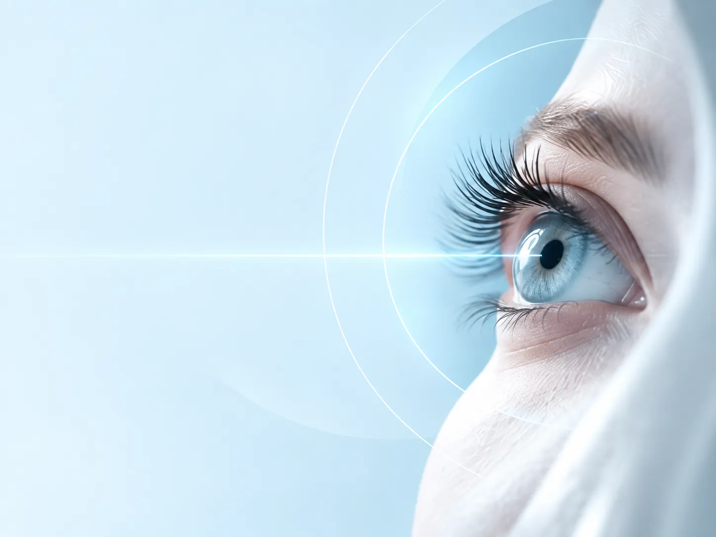 Close-up eye scan in cool clinical light