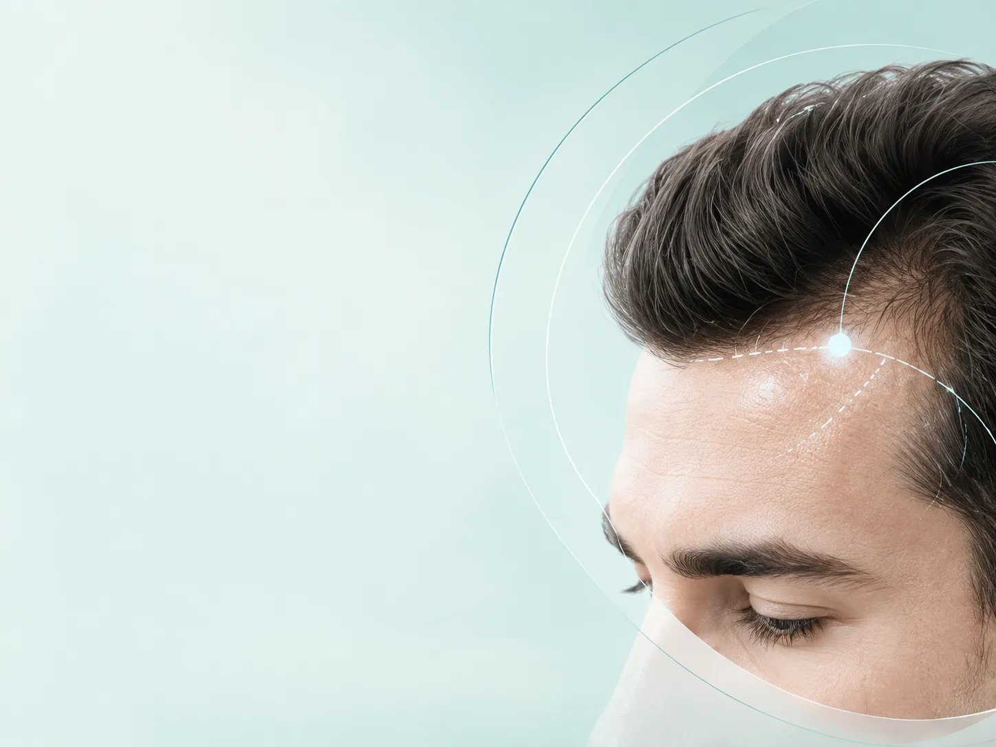 Hairline mapping on a patient in soft mint light