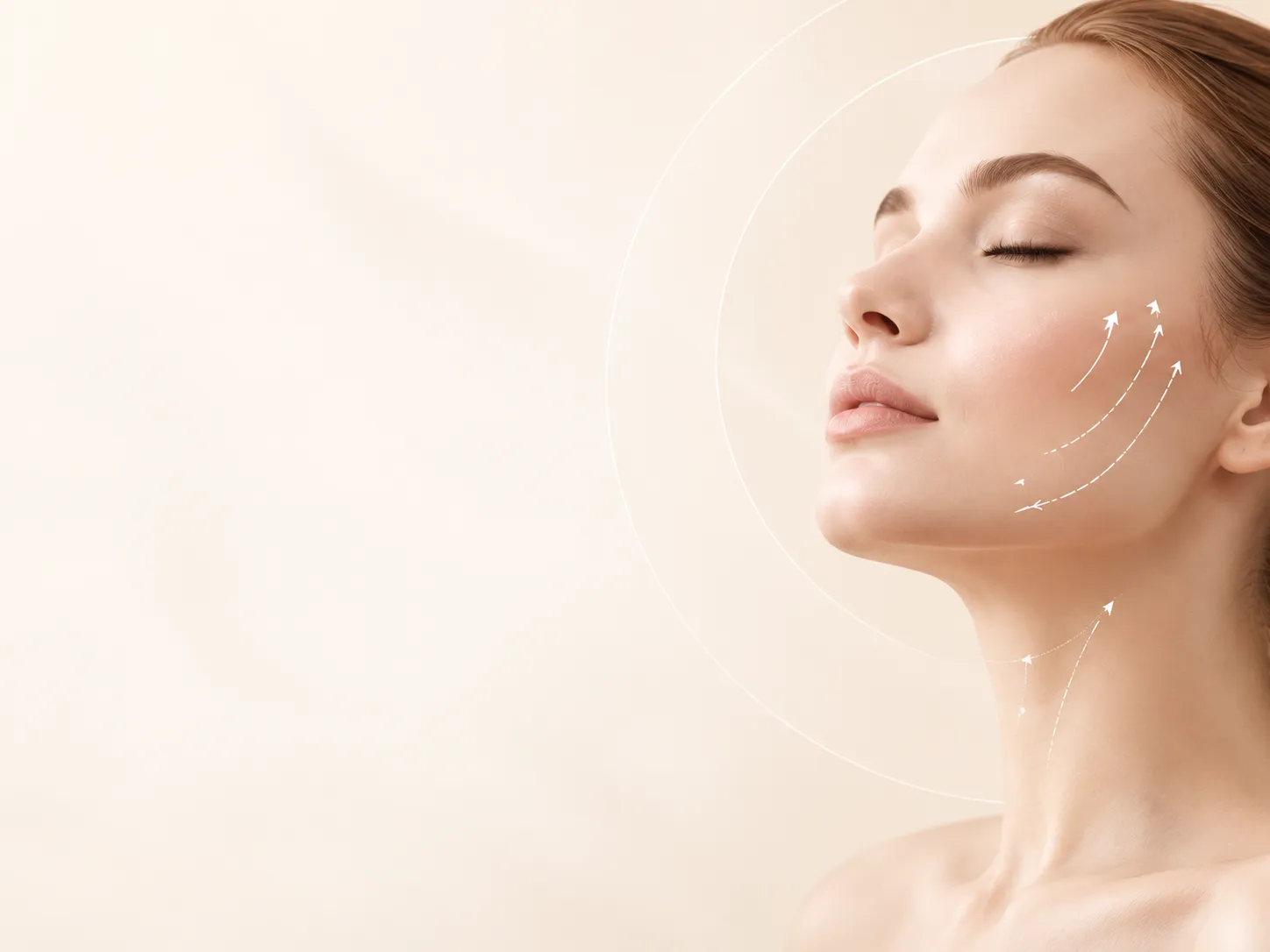 Serene portrait showing facial contouring guides